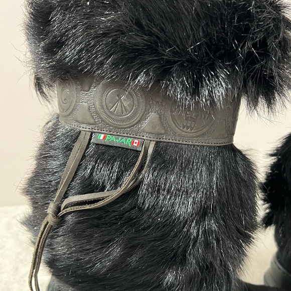 Pajar Vintage Canada Apres Ski Black Goat Fur Winter Boots EUR 38 / 7 Tribal - Picture 4 of 9